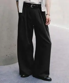 SLIGHT FLARE DOUBLE CLOTH BAGGY SLACKS M