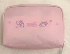 ディズニー　バンビ　メイクポーチ　ラメ　ピンク
