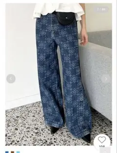リリーブラウン ルーズフィットワイドデニムパンツ lily brown