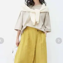 美品✨リブイン オーガニック 綿 Tシャツ ブルー ロゴTシャツ レディース