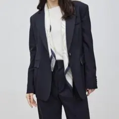 未使用級 ロペ 24SS カルゼウエストシェイプジャケット M ネイビー