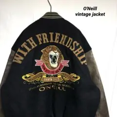 80s90s　O'NEILL 　スタジャン　袖レザー　牛革　大判刺繍　裏地総柄 2025年最新】オニール メンズ スタジャンの人気アイテム - メルカリ