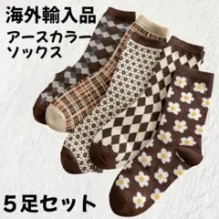 【海外輸入品】アースカラーソックス 5足セット【新品未使用品】