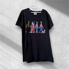 ウォーリーを探せ WHERE'S WALLY? ブラック半袖Tシャツ