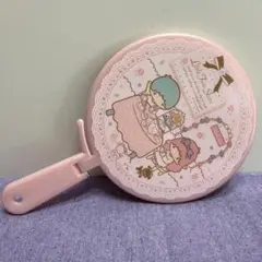 【訳あり】リトルツインスターズ 2009 手鏡 ピンク 大きい　16cm ミラー