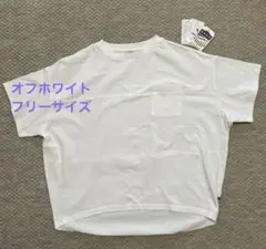 オフホワイト　半袖Tシャツ　コクーン　胸ポケット　綿