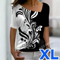 背中もデザイン♡トライバル柄のハワイアンTシャツ・XL♡フラダンス♡大きいサイズ