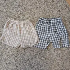 チェック柄ハーフパンツ 2枚セット　90〜100