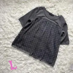 美品♡ gene Luxxue 半袖ドットプリーツカットソーLサイズ　グレー