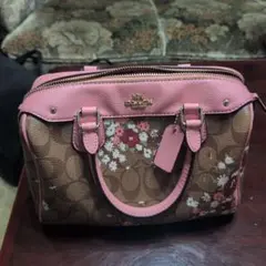 COACH 花柄 レザーハンドバッグ