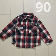 クレードスコープ☆恐竜刺繍長袖チェックシャツ90