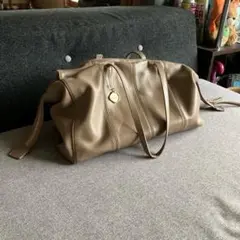 ベージュ レザー ボストンバッグ　 SMIR NASLI（サミールナスリ）
