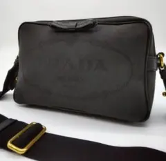 PRADA プラダ ロゴ ジャガード リボン ショルダーバッグ ブラック