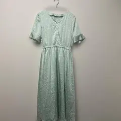 NATURAL BEAUTY BASIC花柄ロングワンピース エメラルドグリーン