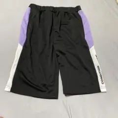 ハーフパンツ 黒・紫・白 カラーブロック160cm