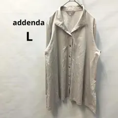 アデンダ　レナウン　 綿　長袖シャツ　L グレー　トップス　レディース 588