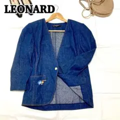 極美品 レオナール デニム ジャケットLサイズ ブルー 絹100%