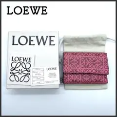 ロエベ リピートアナグラム スモールバーティカルウォレット 三つ折り財布 ピンク