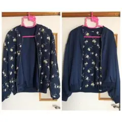 リバーシブル花柄ブルゾン M