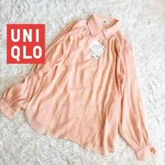 新品タグ付き　UNIQLO シアーボリュームブラウス　ピンク　キャミ付き