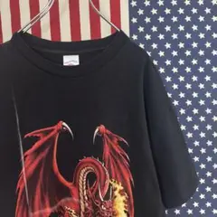 輸入古着 ドラゴン Tシャツ L 色落ち フェード