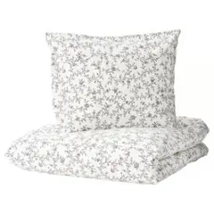 【新品未使用】IKEA　コッパランカ 掛け布団カバー＆枕カバー　花柄　白
