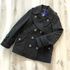 3回着用美品◾︎バーバリーブルーレーベルピーコート グレー ノバチェック