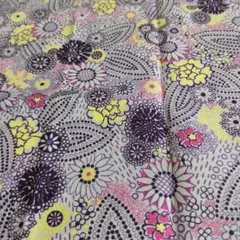 綿生地 Le Papillon 花柄 紫 黄色　110×50