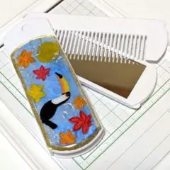 オニオオハシ（試作）　ミラー＆コーム　レジン　月と紅葉