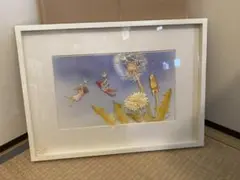 立体的な花のデザインの絵画　小林さちこ　額入り箱付き　立体画
