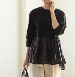 OPAQUE.CLIP オペークドットクリップ ドッキングペプラムカットソー M