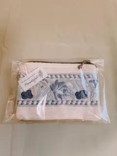 インド刺繍ポーチ 小銭入れ ホワイトとブルー