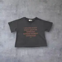 しまむらLaumeomi..ロゴプリントTシャツ オレンジ チャコール90
