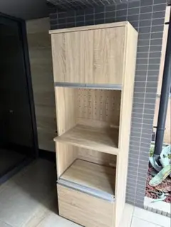 北欧風　ナチュラル　木製キッチンボード　食器棚　スライド棚