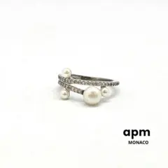 apm MONACO 指輪 925 シルバー リング パール ストーン