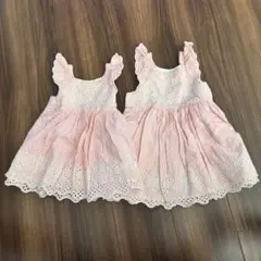 GAP ピンクと白のストライプチュニック 姉妹 80cm 90cm セット売り