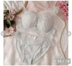 しまむら 胡桃咲姫 コラボ ブラジャー ショーツ セット サックス Mサイズ