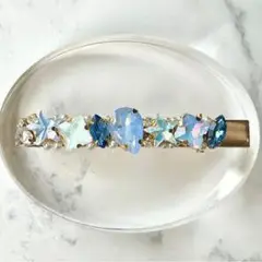エレガントな青色系星形ヘアクリップ