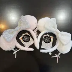 【公式】ディズニーリゾート　カチューシャ　もこもこ　スパンコール　イヤリング