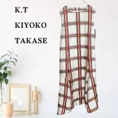 zB528【M】K.Tキヨコタカセ チェック柄 パネルライン シフトドレス