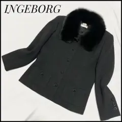 稀少INGEBORG インゲボルグ 高級ブルーフォックスファージャケット 黒 M