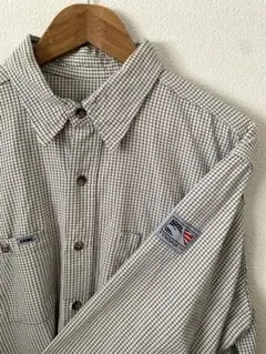 USA製 Tyndale長袖シャツ 白黒チェック XLRGサイズ