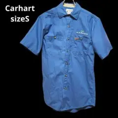 カーハート Carhartt 半袖シャツ size S ブルー 企業ロゴ