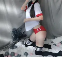 コスプレ体操着JK ブルマ赤/白 レディースセクシーコスチューム女子高生体育