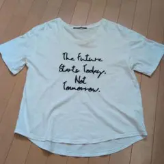 ホワイトメッセージプリント半袖Tシャツ