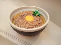一点物【食品サンプル】月見肉うどん　実物大サイズ 高級品 レア物 新品未使用