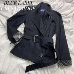 BLUE LABEL CRESTBRIDGE ピーコート チェック S 黒