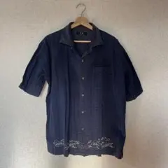 VAN-JAC-ネイビー 半袖シャツ LL