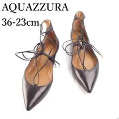 AQUAZZURA*レースアップシューズ*23cm*黒*L3912