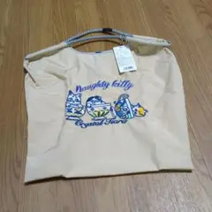 新品未使用D.KELLY刺繍エコbagベージュ猫ちゃん柄Sサイズストラップつき